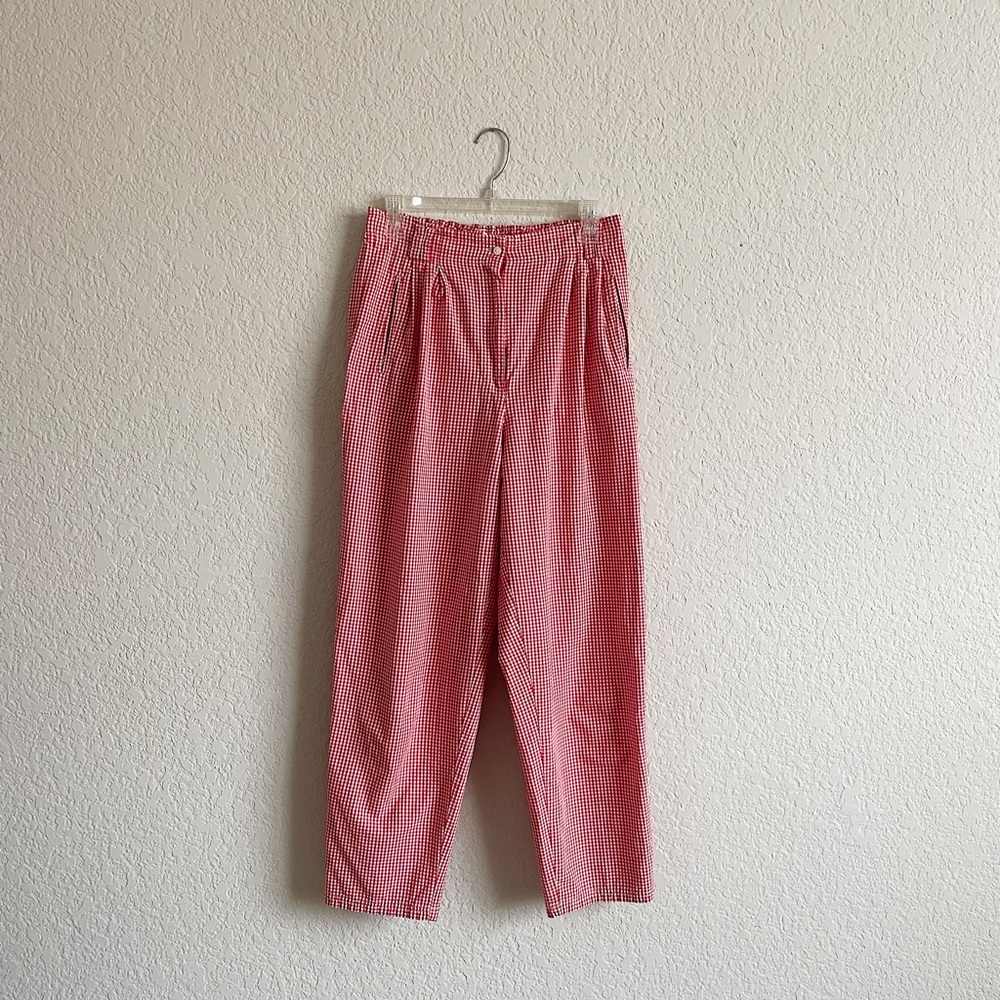 Red checkered trousers